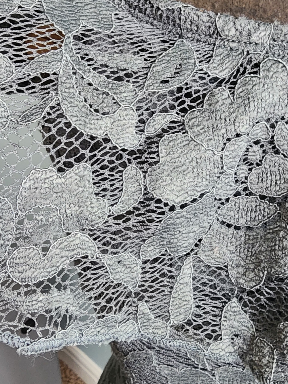 Express Gray Lace Off-Shoulder Ruffle Bodysuit - Picture 3 of 8